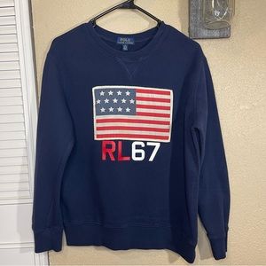 POLO RALPH LAUREN Iconic Flag Crewneck Sweatshirt Size L (14-16)